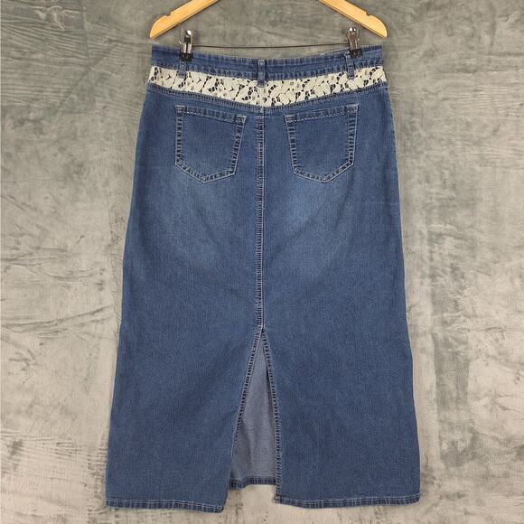 Womens Skirt 12 Boho Country Western Cowgirl Rodeo Ranch Denim Church Modest - Picture 8 of 8